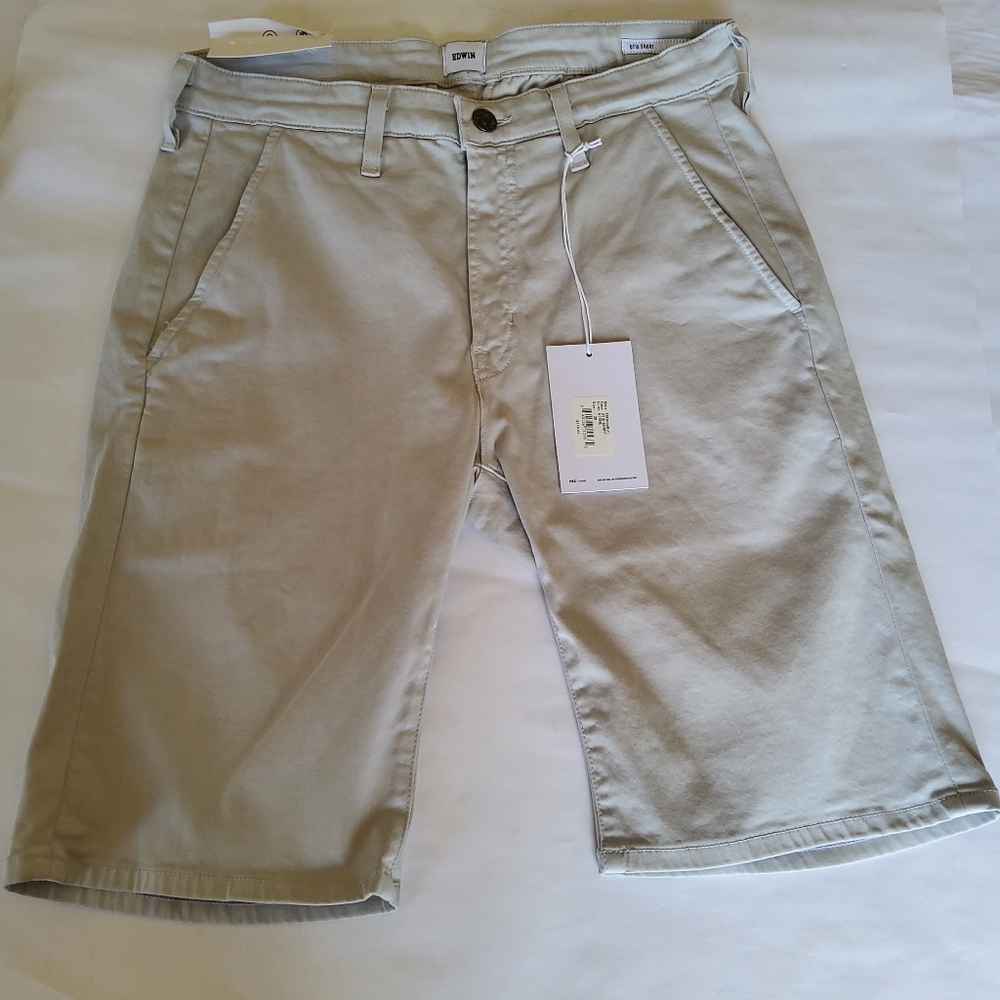 New Edwin Men's Otis Chino Khaki Shorts Cream